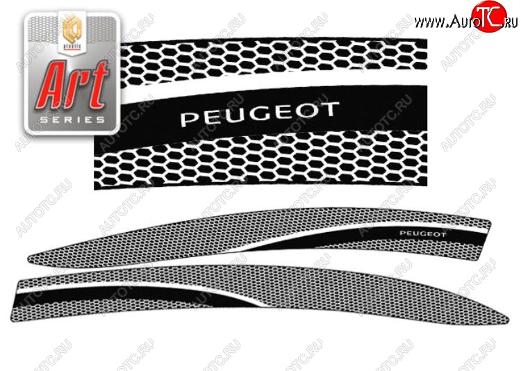 2 349 р. Дефлектора окон CA-Plastic  Peugeot 408 (2010-2017) (Серия Art белая, Без хром.молдинга)  с доставкой в г. Калуга