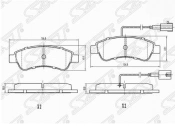 1 059 р. Комплект задних тормозных колодок SAT (с датчиком износа)  Peugeot Boxer  250 (2006-2014)  с доставкой в г. Калуга. Увеличить фотографию 1