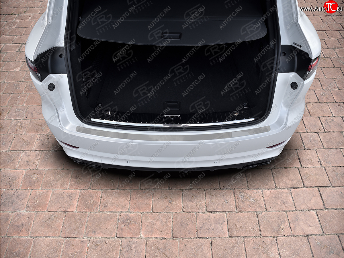1 399 р. Защитная накладка заднего бампера на Russtal  Porsche Cayenne  PO536 (2018-2024) (Нержавейка полированная)  с доставкой в г. Калуга