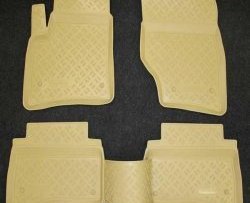 1 949 р. Комплект ковриков в салон Aileron 4 шт. (полиуретан, бежевые) Volkswagen Touareg GP дорестайлинг (2002-2007)  с доставкой в г. Калуга. Увеличить фотографию 1