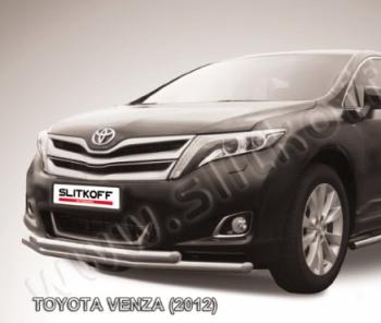 15 799 р. Двойная защита переднего бампера d57 мм Slitkoff  Toyota Venza  GV10 (2012-2016) рестайлинг (нержавейка полированная)  с доставкой в г. Калуга. Увеличить фотографию 1