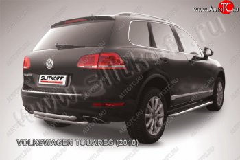 5 499 р. Защита задняя Slitkoff  Volkswagen Touareg  NF (2010-2014) (Цвет: серебристый)  с доставкой в г. Калуга. Увеличить фотографию 1