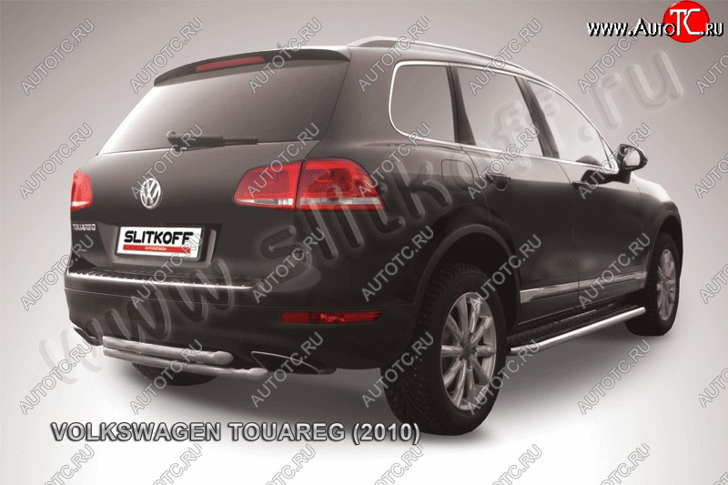 5 499 р. Защита задняя Slitkoff  Volkswagen Touareg  NF (2010-2014) (Цвет: серебристый)  с доставкой в г. Калуга