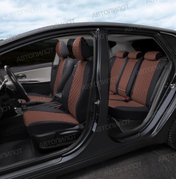13 999 р. Чехлы сидений (экокожа, 40/60, подлок) Автопилот Ромб  Audi A4  B8 (2007-2015) (черный/темно-коричневый)  с доставкой в г. Калуга. Увеличить фотографию 7