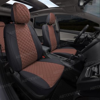 13 999 р. Чехлы сидений (экокожа, 40/60, подлок) Автопилот Ромб  Audi A4  B8 (2007-2015) (черный/темно-коричневый)  с доставкой в г. Калуга. Увеличить фотографию 6