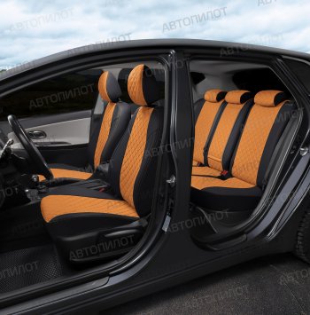 13 999 р. Чехлы сидений (экокожа, 40/60, подлок) Автопилот Ромб  Audi A4  B8 (2007-2015) (черный/оранж)  с доставкой в г. Калуга. Увеличить фотографию 6