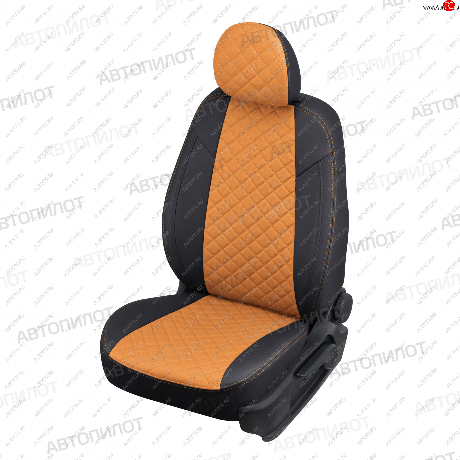 13 999 р. Чехлы сидений (экокожа, 40/60, подлок) Автопилот Ромб  Audi A4  B8 (2007-2015) (черный/оранж)  с доставкой в г. Калуга