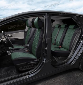 13 449 р. Чехлы сидений (экокожа, спл./п.кресла Спорт) Автопилот  BMW 3 серия  E46 (1998-2005) (черный/зеленый)  с доставкой в г. Калуга. Увеличить фотографию 6