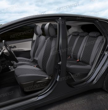 13 999 р. Чехлы сидений (экокожа, сплош.) Автопилот Ромб  BMW 3 серия  E90 (2004-2012) (серый/черный)  с доставкой в г. Калуга. Увеличить фотографию 5