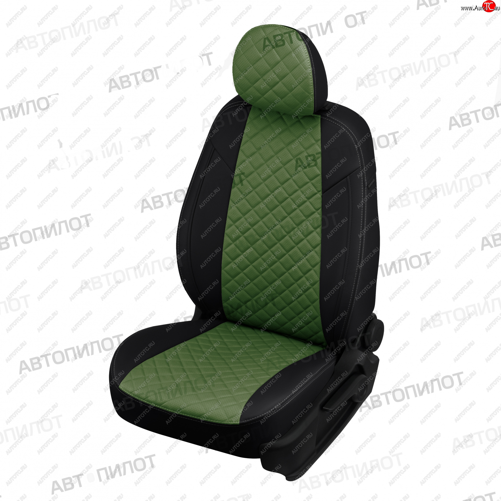10 699 р. Чехлы сидений (экокожа) Автопилот Ромб  BYD F3 (2005-2014) (черный/зеленый)  с доставкой в г. Калуга