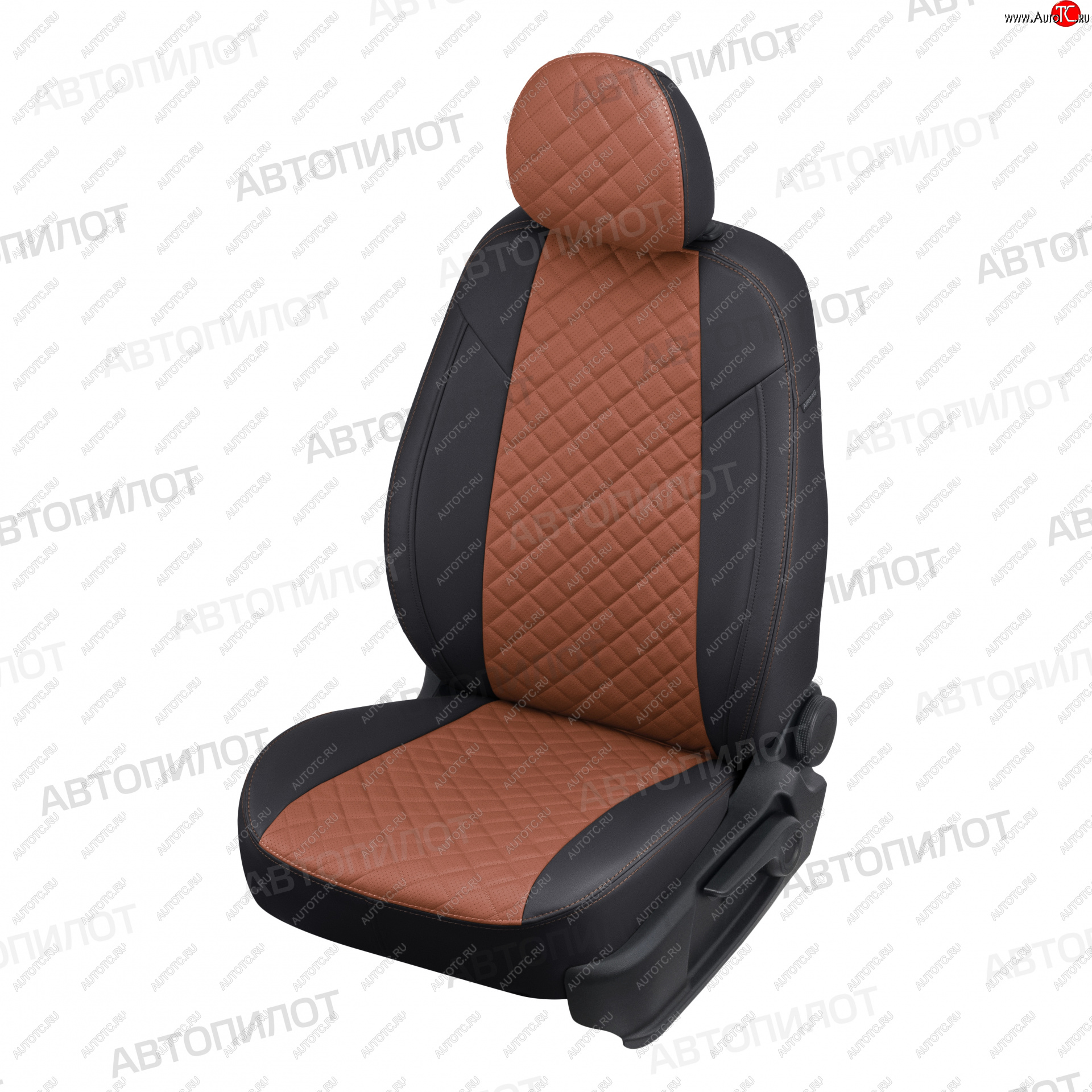 13 999 р. Чехлы сидений (экокожа) Автопилот Ромб  FAW Besturn X80 (2014-2019) (черный/коричневый)  с доставкой в г. Калуга