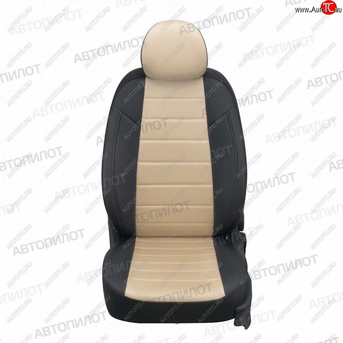 13 449 р. Чехлы сидений (экокожа/алькантара, сплош.) Автопилот  Honda Civic  7 (2000-2006) (черный/бежевый)  с доставкой в г. Калуга