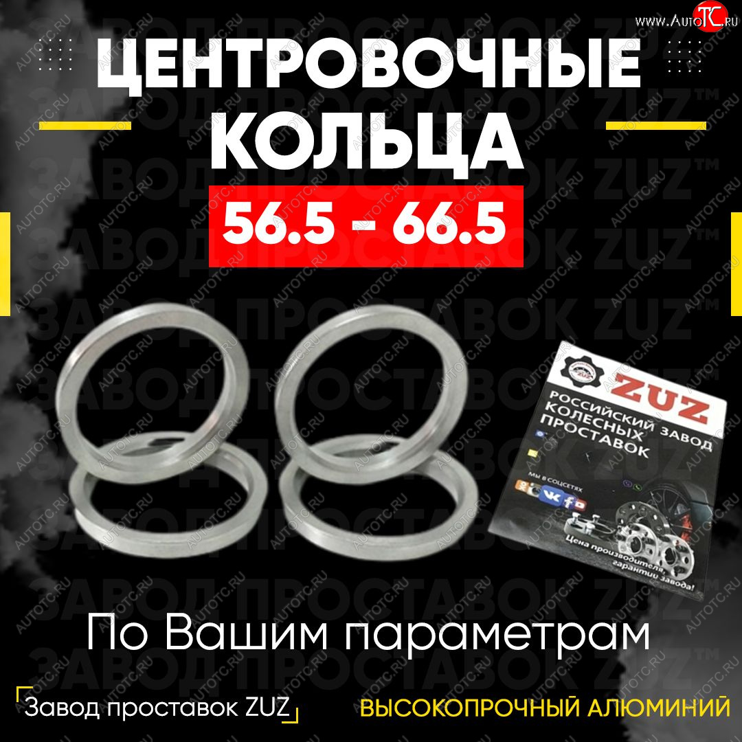 1 799 р. Алюминиевое центровочное кольцо (4 шт) ЗУЗ 56.5 x 66.5    с доставкой в г. Калуга