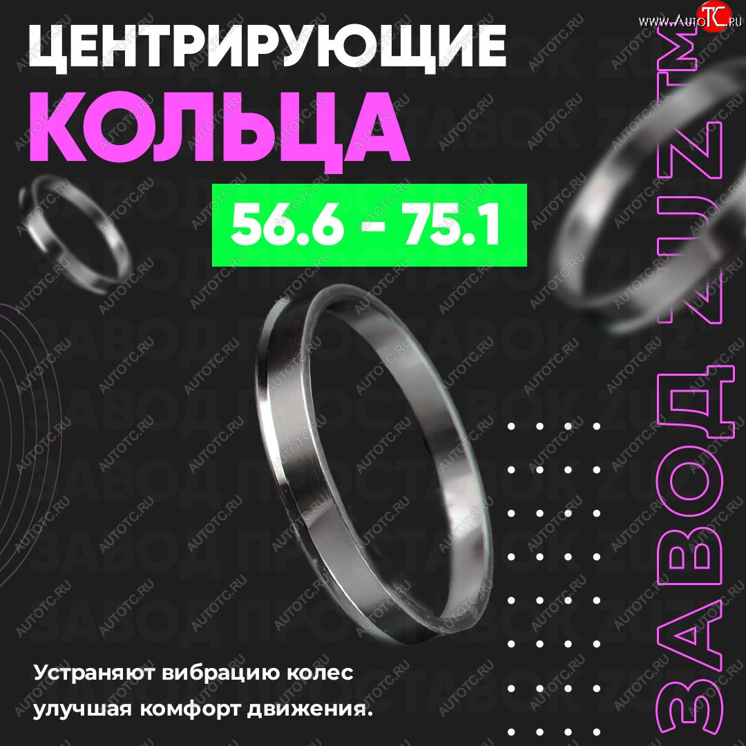 1 199 р. Алюминиевое центровочное кольцо (4 шт) ЗУЗ 56.6 x 75.1    с доставкой в г. Калуга