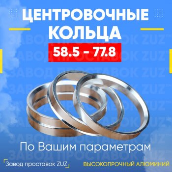 Алюминиевое центровочное кольцо (4 шт) ЗУЗ 58.5 x 77.8 Лада 2104 (1984-2012) 