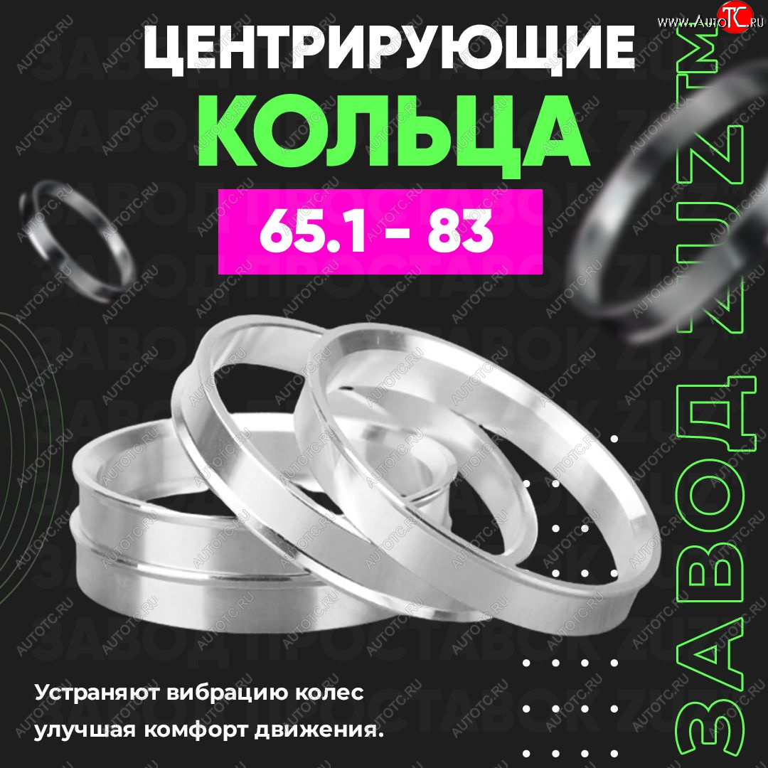 1 199 р. Алюминиевое центровочное кольцо (4 шт) ЗУЗ 65.1 x 83.0 Peugeot RCZ рестайлинг (2013-2015)