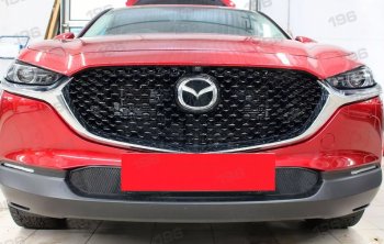 Защитная сетка в бампер (низ, ячейка 3х7 мм) Alfeco Стандарт Mazda (Мазда) CX-30 (си) (2019-2024)  (Чёрная)