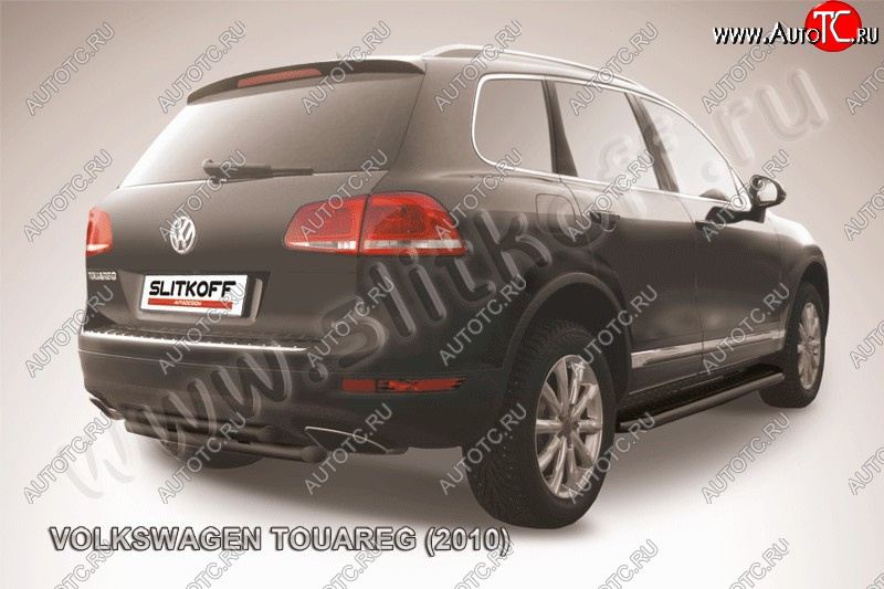 5 499 р. Защита задняя Slitkoff  Volkswagen Touareg  NF (2010-2014) (Цвет: черный)  с доставкой в г. Калуга