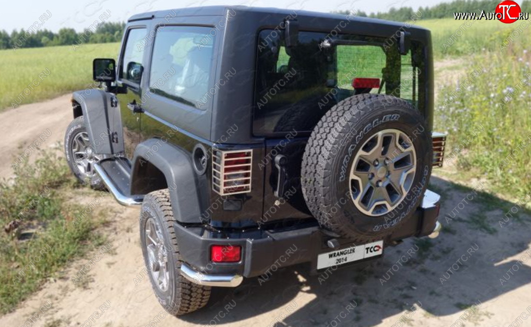 9 299 р. Защита заднего бампера (V-3.6, 3 двери, уголки, d60,3 мм) TCC  Jeep Wrangler  JK (2007-2018)  с доставкой в г. Калуга