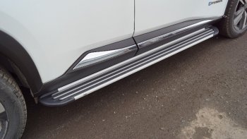21 349 р. Пороги алюминиевые Slim Line ТСС Тюнинг  Nissan X-trail  4 T33 (2021-2024) (Silver)  с доставкой в г. Калуга. Увеличить фотографию 1