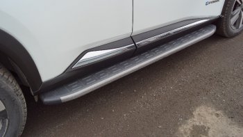Пороги алюминиевые с пластиковой накладкой ТСС Тюнинг Nissan (Нисан) X-trail (Х-трейл)  4 T33 (2021-2024) 4 T33 дорестайлинг