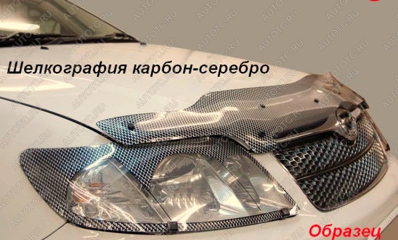 2 599 р. Защита фар CA-Plastic  Toyota Land Cruiser Prado  J120 (2002-2009) (Шелкография карбон серебро)  с доставкой в г. Калуга