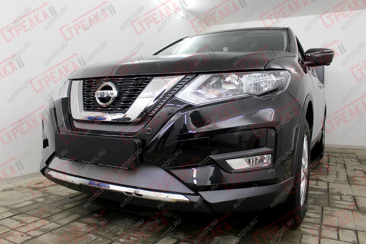 2 969 р. Защита радиатора (середина) Стрелка11 Стандарт  Nissan X-trail  3 T32 (2017-2022) рестайлинг (хром)  с доставкой в г. Калуга