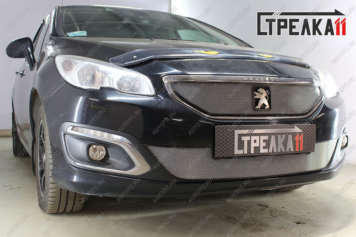 3 499 р. Защита радиатора (низ) Стрелка11 Стандарт  Peugeot 408 (2015-2022) рестайлинг (хром)  с доставкой в г. Калуга