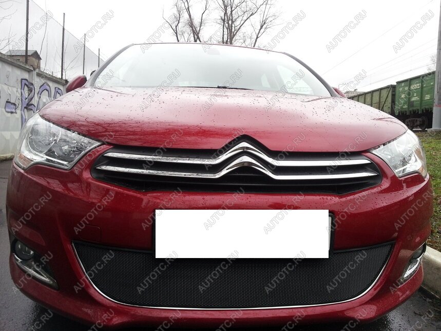 599 р. Зимняя заглушка решетки радиатора Стрелка11 CITROEN C4 B7 хэтчбэк 5 дв. (2011-2018) (черная)  с доставкой в г. Калуга