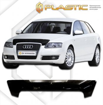 1 759 р. Дефлектор капота CA-Plastic Audi A6 C6 дорестайлинг, универсал (2004-2008) (classic черный, без надписи)  с доставкой в г. Калуга. Увеличить фотографию 1