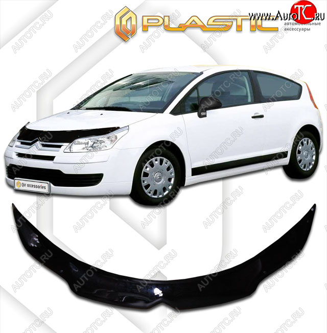 2 079 р. Дефлектор капота CA-Plastic  CITROEN C4 (2008-2011)  рестайлинг, хэтчбэк 3 дв.,  рестайлинг, хэтчбэк 5 дв. (classic черный, без надписи)  с доставкой в г. Калуга