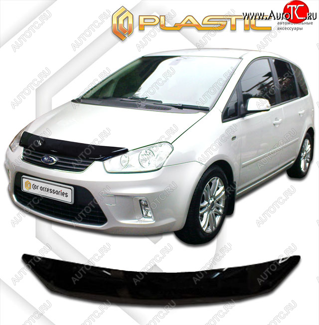 1 759 р. Дефлектор капота CA-Plastic  Ford C-max  Mk1 (2007-2010) рестайлинг (classic черный, без надписи)  с доставкой в г. Калуга