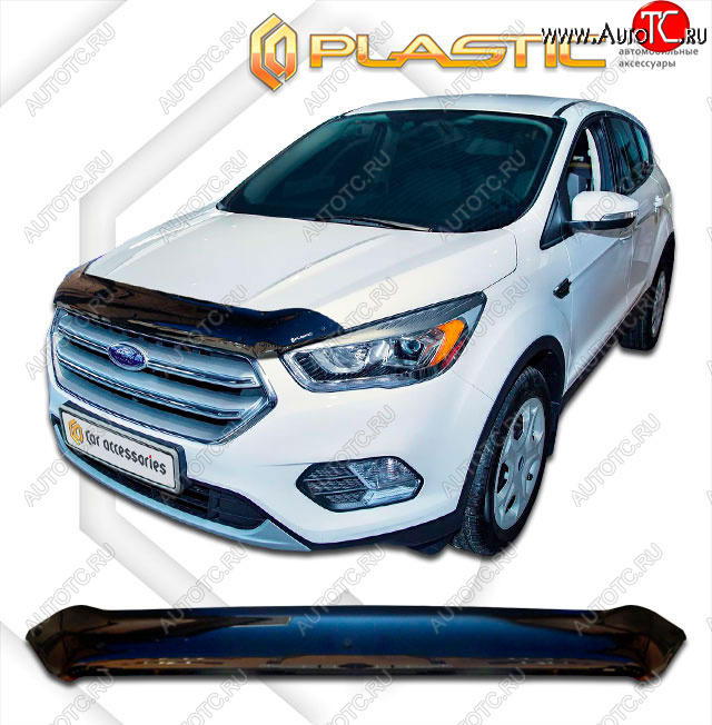 1 839 р. Дефлектор капота CA-Plastic  Ford Escape  3 (2016-2019) (classic черный, без надписи)  с доставкой в г. Калуга