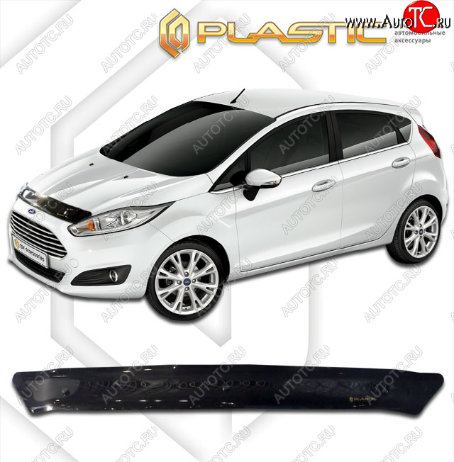 1 999 р. Дефлектор капота CA-Plastic  Ford Fiesta  6 (2012-2019) хэтчбэк 3 дв. рестайлинг, хэтчбэк 5 дв. рестайлинг (classic черный, без надписи)  с доставкой в г. Калуга