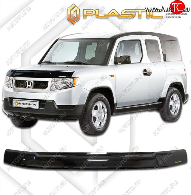 1 839 р. Дефлектор капота CA-Plastic Honda Element 1 YH 2-ой рестайлинг (2008-2011) (classic черный, без надписи)  с доставкой в г. Калуга