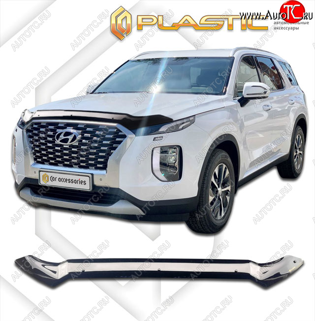 2 079 р. Дефлектор капота CA-Plastic  Hyundai Palisade  LX2 (2018-2022) (classic черный, без надписи)  с доставкой в г. Калуга
