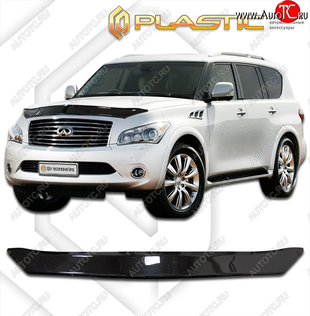 1 839 р. Дефлектор капота CA-Plastic  INFINITI QX56  Z62 (2010-2013) (classic черный, без надписи)  с доставкой в г. Калуга