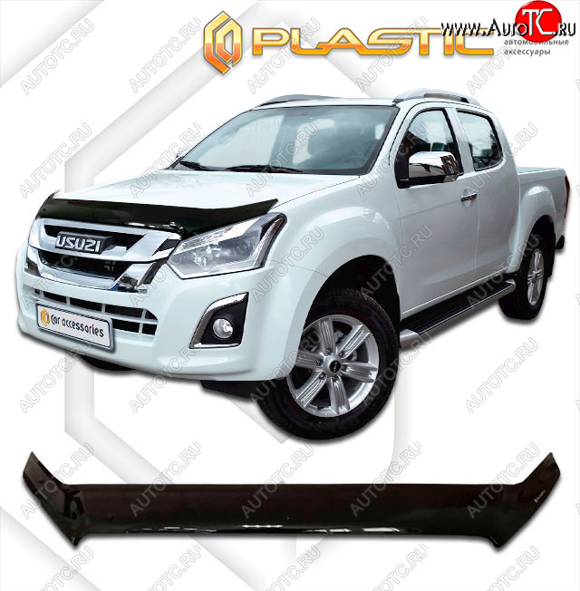 1 999 р. Дефлектор капота CA-Plastic  Isuzu D-Max  RT85,TFR ExtendedCab (2015-2021) рестайлинг (classic черный, без надписи)  с доставкой в г. Калуга