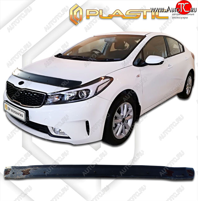 1 759 р. Дефлектор капота CA-Plastic  KIA Cerato  3 YD (2016-2019) (classic черный, без надписи)  с доставкой в г. Калуга