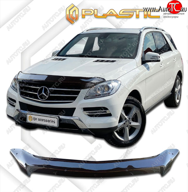 2 359 р. Дефлектор капота CA-Plastic  Mercedes-Benz ML class  W166 (2011-2015) (classic черный, без надписи)  с доставкой в г. Калуга