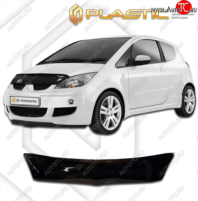 1 679 р. Дефлектор капота CA-Plastic  Mitsubishi Colt ( Z20, Z30 хэтчбэк 3 дв.,  Z30) (2008-2012) рестайлинг, хэтчбэк 5 дв. рестайлинг (classic черный, без надписи)  с доставкой в г. Калуга