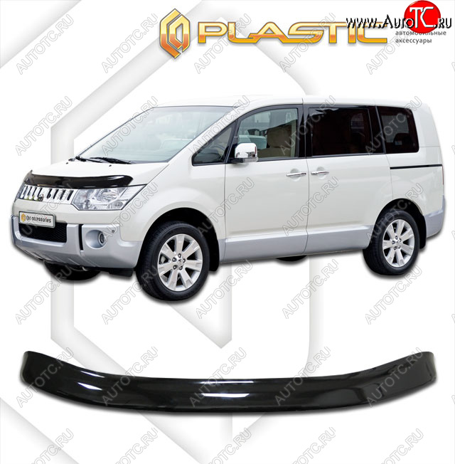 2 079 р. Дефлектор капота CA-Plastic  Mitsubishi Delica D:5  1 (2007-2024) дорестайлинг, рестайлинг (classic черный, без надписи)  с доставкой в г. Калуга