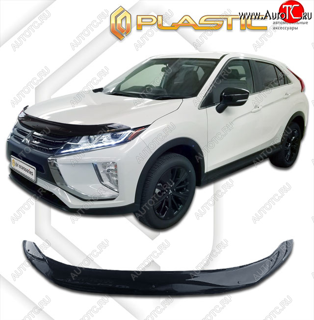 2 079 р. Дефлектор капота CA-Plastic  Mitsubishi Eclipse Cross  GK (2017-2024) (classic черный, без надписи)  с доставкой в г. Калуга