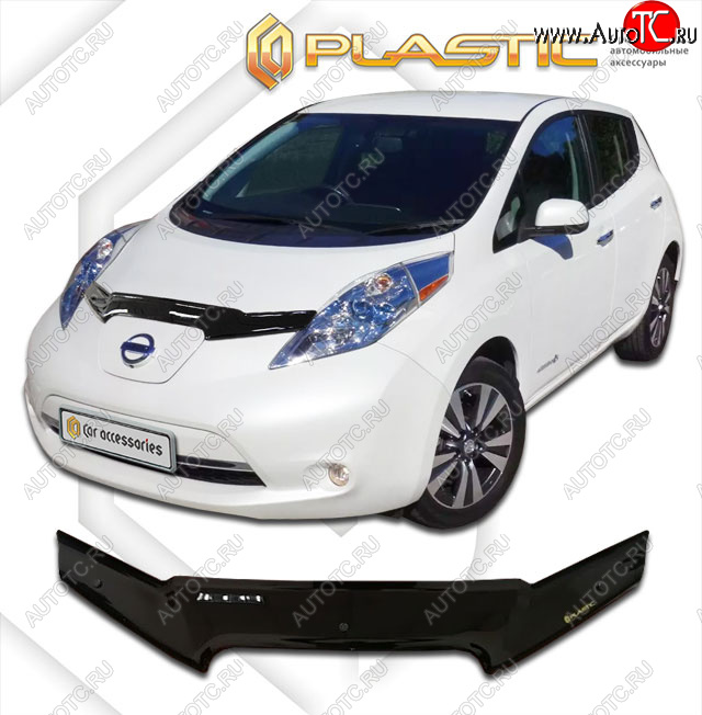 1 759 р. Дефлектор капота CA-Plastic  Nissan Leaf  1 (ZE0) (2009-2017) (classic черный, без надписи)  с доставкой в г. Калуга