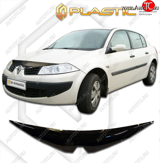 1 899 р. Дефлектор капота CA-Plastic  Renault Megane  седан (2006-2009)  рестайлинг (classic черный, без надписи)  с доставкой в г. Калуга