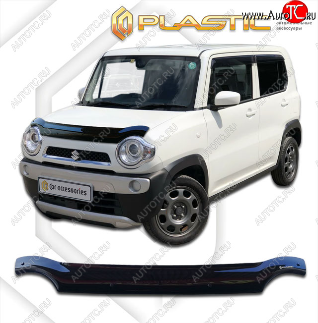 1 679 р. Дефлектор капота CA-Plastic  Suzuki Hustler  MR41S,MR31S (2014-2019) хэтчбэк 5 дв. (classic черный, без надписи)  с доставкой в г. Калуга