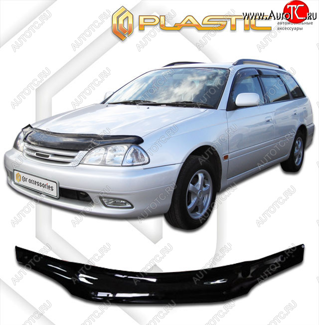 1 999 р. Дефлектор капота CA-Plastic  Toyota Avensis  T220 седан (2000-2003) рестайлинг (classic черный, без надписи)  с доставкой в г. Калуга