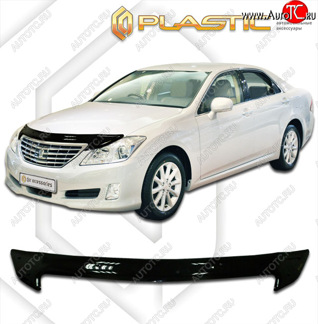 2 159 р. Дефлектор капота CA-Plastic  Toyota Crown  S200 (2008-2012) дорестайлинг, рестайлинг (classic черный, без надписи)  с доставкой в г. Калуга