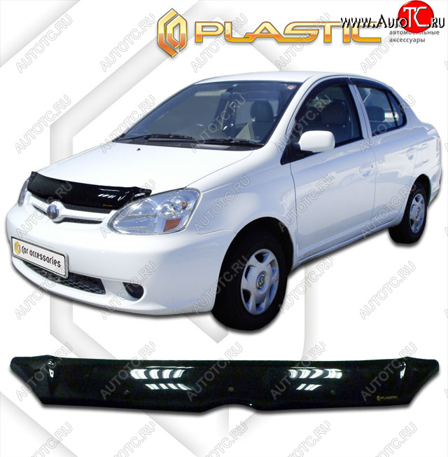 1 759 р. Дефлектор капота CA-Plastic  Toyota Echo  XP10 (2002-2006) седан рестайлинг (classic черный, без надписи)  с доставкой в г. Калуга