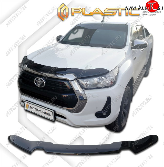 2 059 р. Дефлектор капота CA-Plastic  Toyota Hilux  AN120 (2020-2025) 2-ой рестайлинг (classic черный, без надписи)  с доставкой в г. Калуга